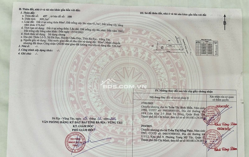 Bán lô đất 2 mặt tiền góc ngã tư đường nhựa Bình Giã Đá Bạc cực đẹp - Hàng hiếm
