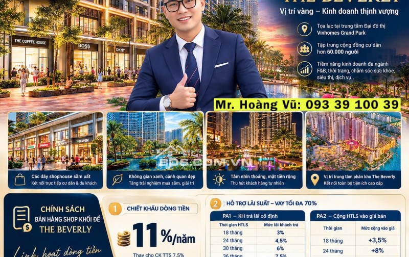 Một mặt bằng hai chiến lược Shophouse Beverly Vinhome Quận 9 lời ngay 5%: từ 129 triệu/m2