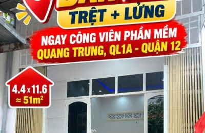 Bán nhà 51m2 trệt lửng ngay CVPM Quang Trung Q12 hẻm 5m giá 3.25tỷ