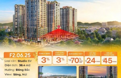 Căn hộ studio sân vườn view sông hướng biển, pháo hoa, núi Ngũ Hành Sơn, Đà Nẵng.