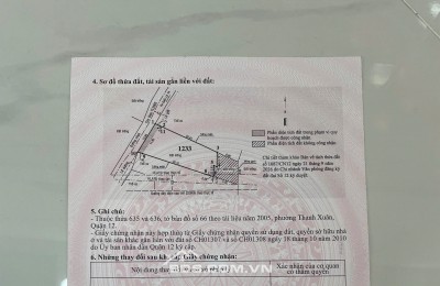 Cần bán đất thổ cư 313m2, Thạnh Xuân Quận 12, gần Cc Picity