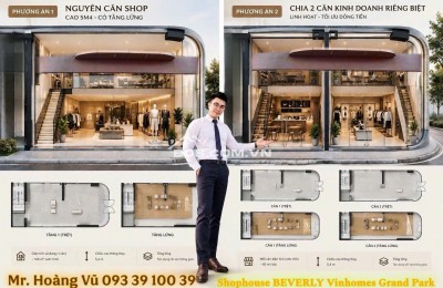Một mặt bằng hai chiến lược Shophouse Beverly Vinhome Quận 9 lời ngay 5%: từ 129 triệu/m2